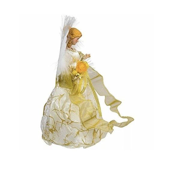 Kurt Adler Angel Fiber Optic Light Up Christmas Tree Topper NIB Ivory Gold - Picture 5 of 8